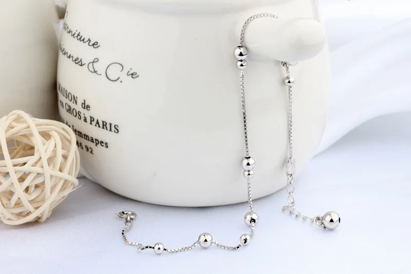 Fashion 925 Sterling Silver Anklet fine Jewelry Small Bead Foot Chain For Women Girl S925 Ankle Leg Bracelet | Украшения и