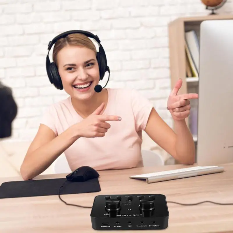 X7 PC аудио USB гарнитура микрофон веб трансляция звуковая карта развлекательные
