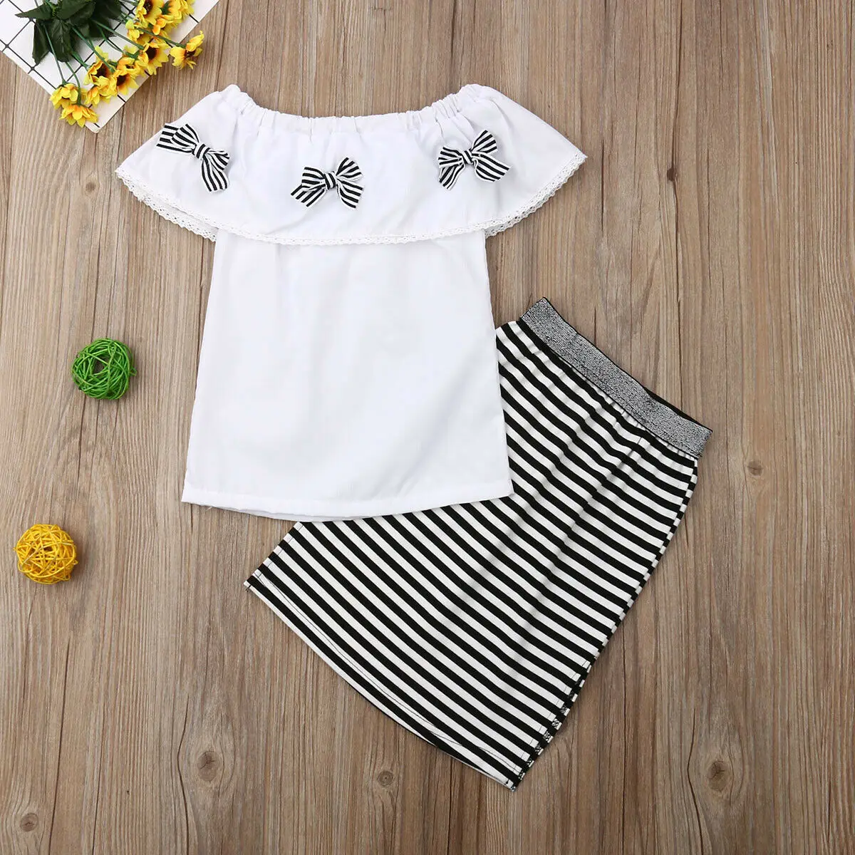 Летняя новая модная одежда для девочек комплект уличной одежды футболка топы +