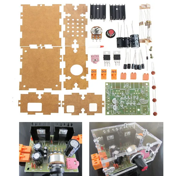 CLAITE DIY 2,0 двухканальный усилитель мощности комплект Электронная плата AC/DC модуль питания с корпусом DC 12 В
