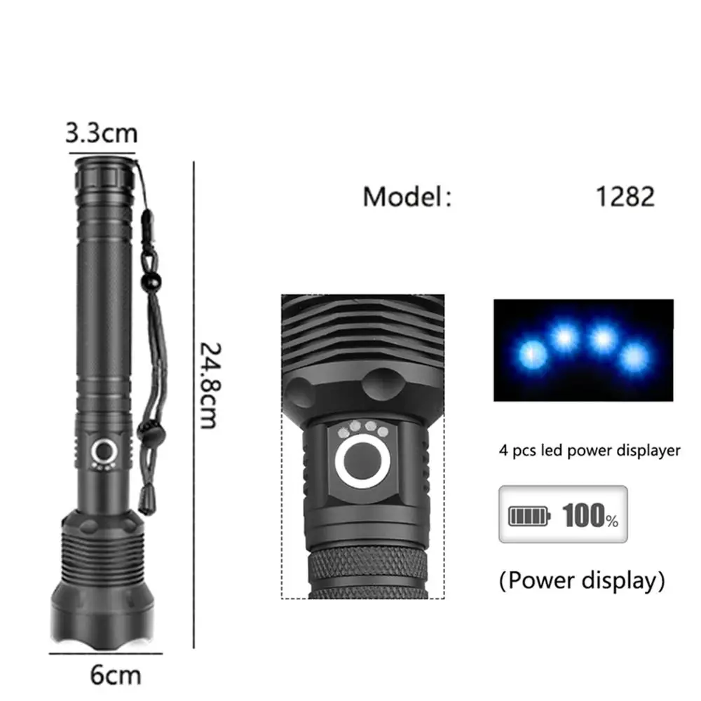 USB Перезаряжаемый Фонарик лампы XHP70 2000lm Тактический и возможностью регулирования