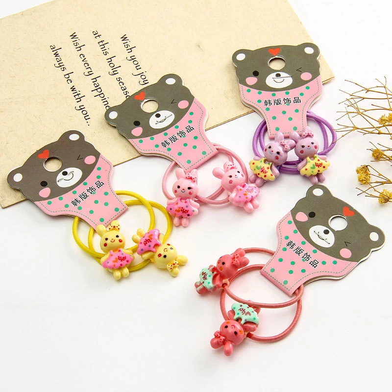 1 пара Детские эластичные резинки с бантом кролик цветок|Аксессуары для волос