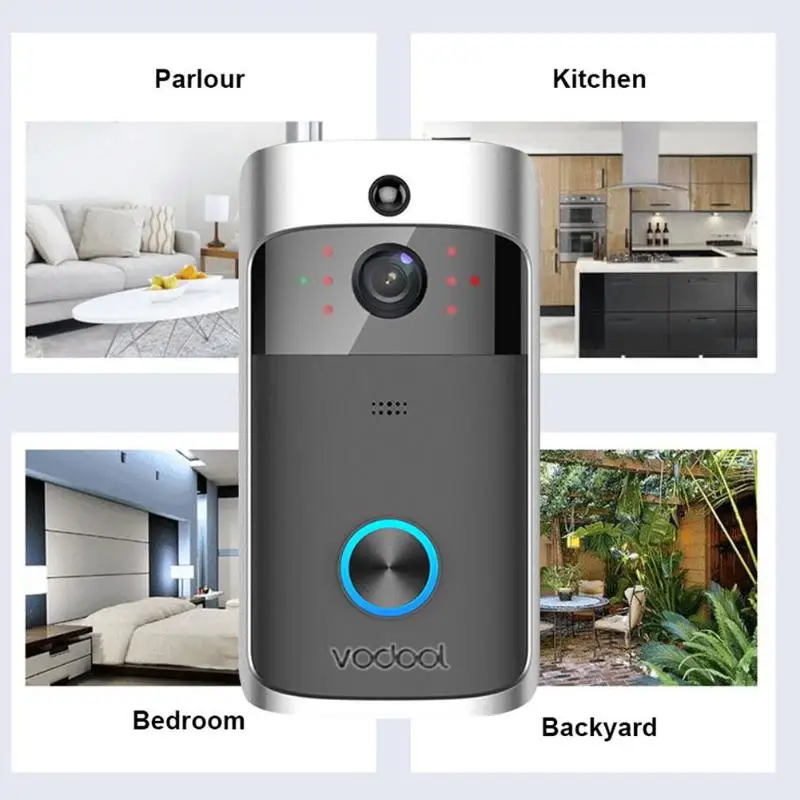 Vodool V5 Smart WiFi Video Doorbell 3x18650 Wireless Alarm 720p Visual Call Intercom Door Bell with 16GB TF Card | Безопасность и