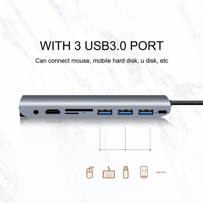 AABB-3 Usb C 3 0 на Pd концентратор Алюминиевый многопортовый адаптер с 4K Hdmi Sd Tf