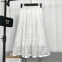 6 colors women lace skirts high quality spring autumn summer style women elastic high waist skirt 2018 hot hollow out skirts