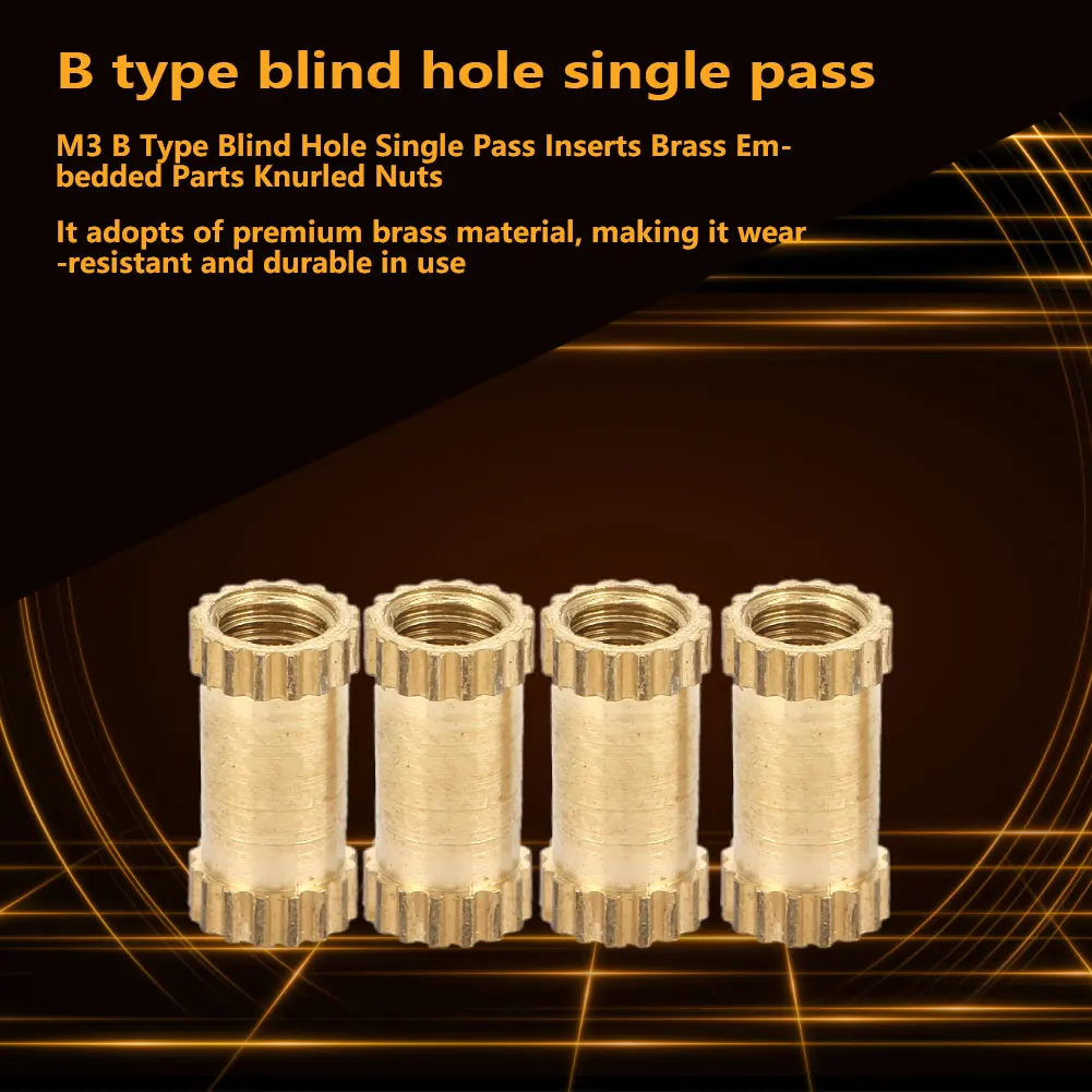 50 pcs M3 B Type Blind Hole Single Pass Inserts Brass Embedded Parts Knurled Nuts | Обустройство дома