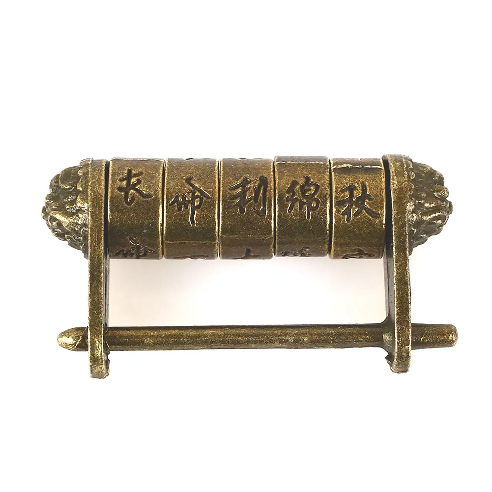 Ретро Пароль замок W/ключ Резные слова китайский винтажный латунный креативный