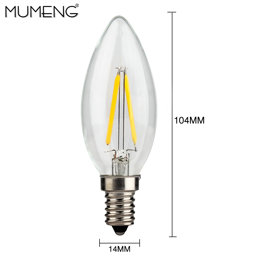 E14 2W 4W 6W AC 220V COB поддельный вольфрамовый светильник-свеча с регулируемой яркостью, дизайн