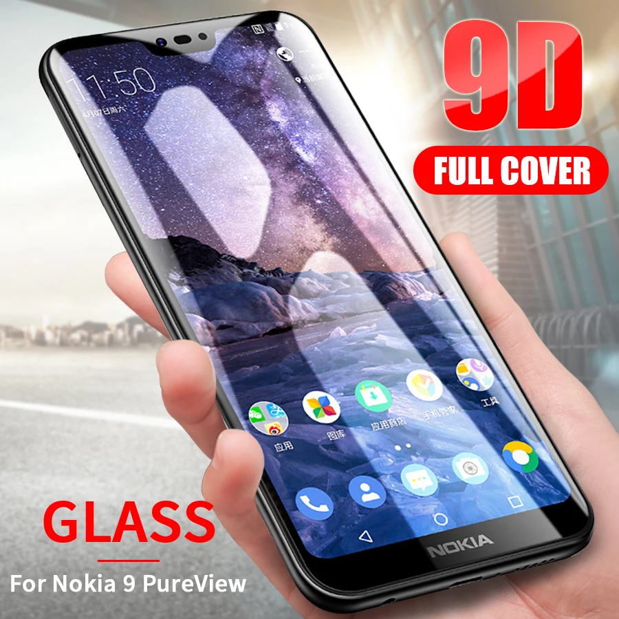 Vimir Новый 9D Полный Клей закаленное стекло для Nokia 9 PureView протектор экрана полное
