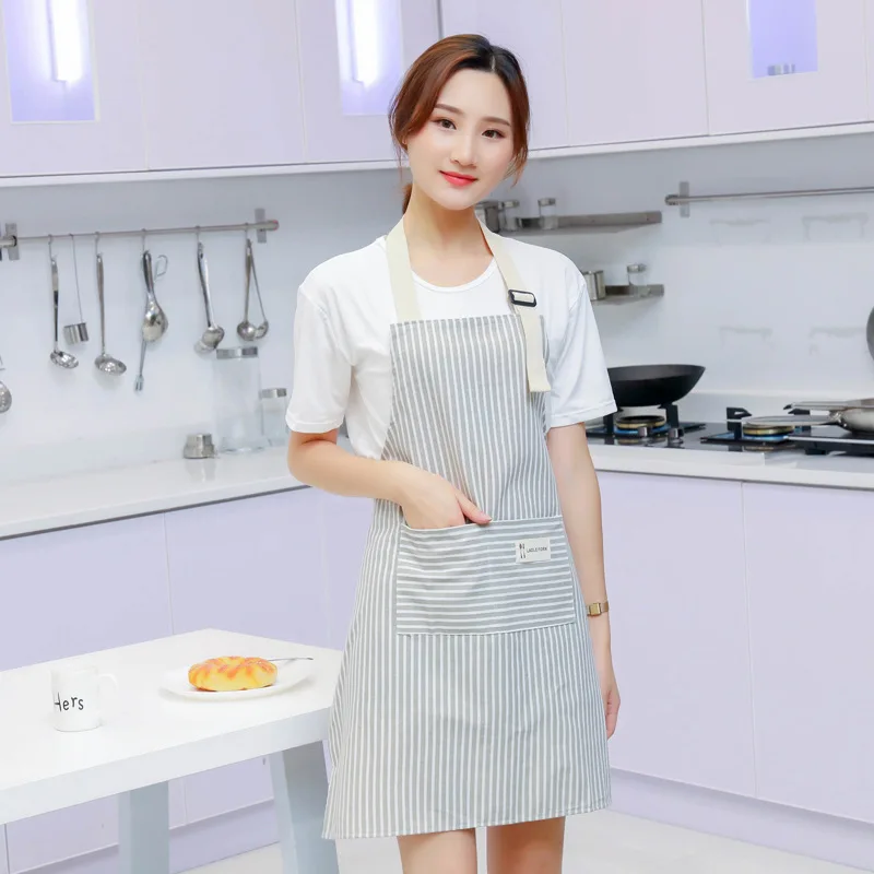 Kitchen Aprons FOR Women Cleaning Apron Lady Dress Restaurant Home Pocket Cooking Cotton Bib Dining Room Barbecue | Дом и сад