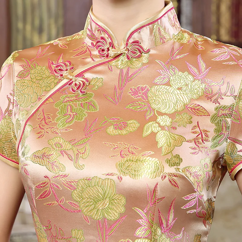 Золотое платье для невесты Qipao вечерние платья длинное представление Т образная
