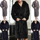 Модные повседневные мужские банные халаты, фланелевый Халат с V-образным вырезом и длинным рукавом, мужской и женский халат, плюшевая шаль, кимоно, теплый мужской халат, пальто