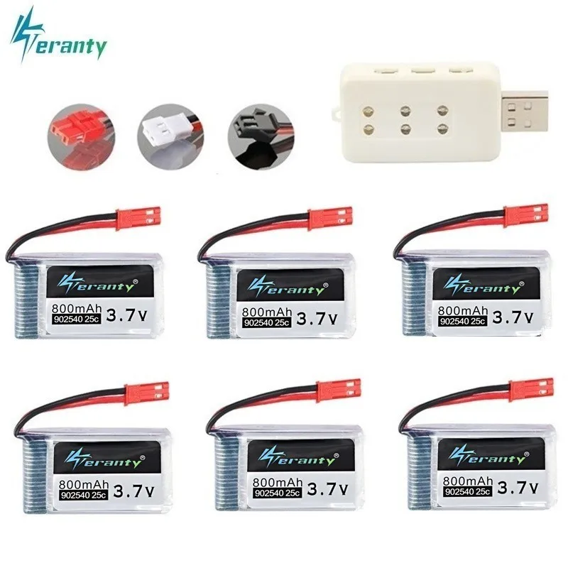 Аккумулятор Lipo 3 7 в 800 мАч 25c с зарядным устройством USB для X5C X300 X400 X500 X800 HJ819 H805W X25