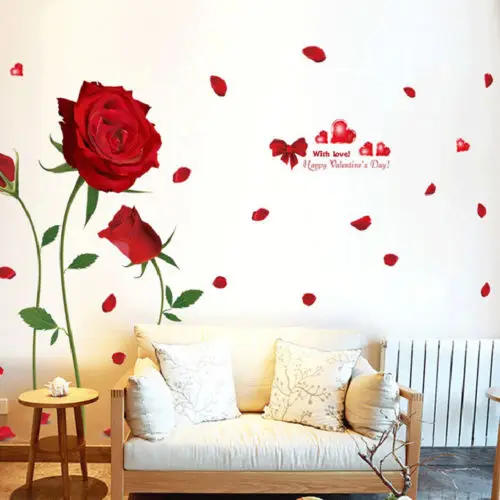 

Large RED Rose Flower Blossom Tree Wall stickers Art Girl Kids Bed LOUNGE Decal