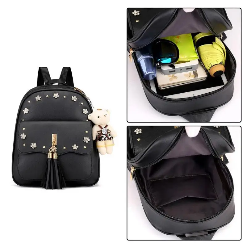 3 шт./компл. модный рюкзак из искусственной кожи женские рюкзаки с цветочным