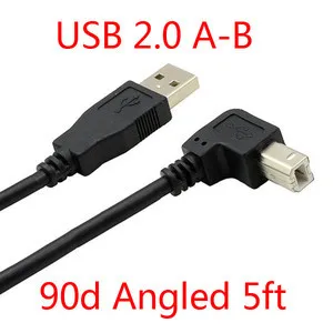 

CY Down Angled 90 Degree USB 2.0 A Male to B Male Printer Scanner HDD Cable 1.5M