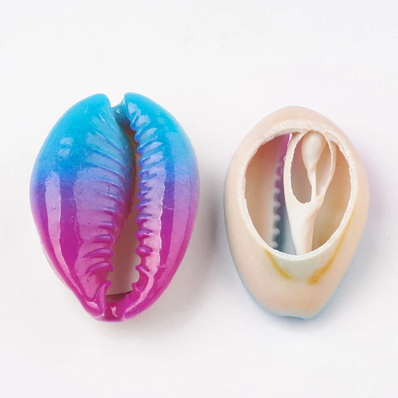 10 шт. бусины из ракушек Cowrie с принтом незасверленные для изготовления ювелирных
