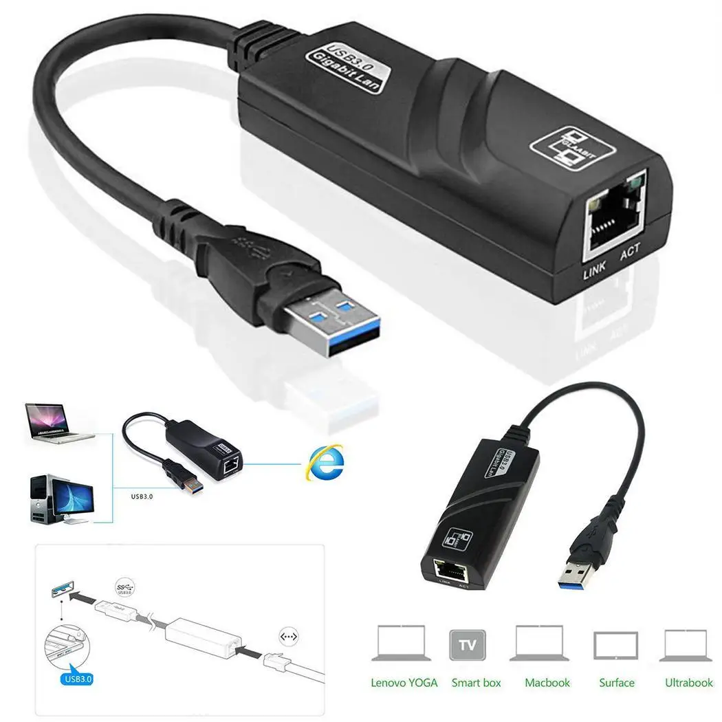 USB3.0 высокое Скорость передачи Gigabit Ethernet 10/100/1000 Мбит/с (20 см) Длина: 10 м/100 м/1000 м
