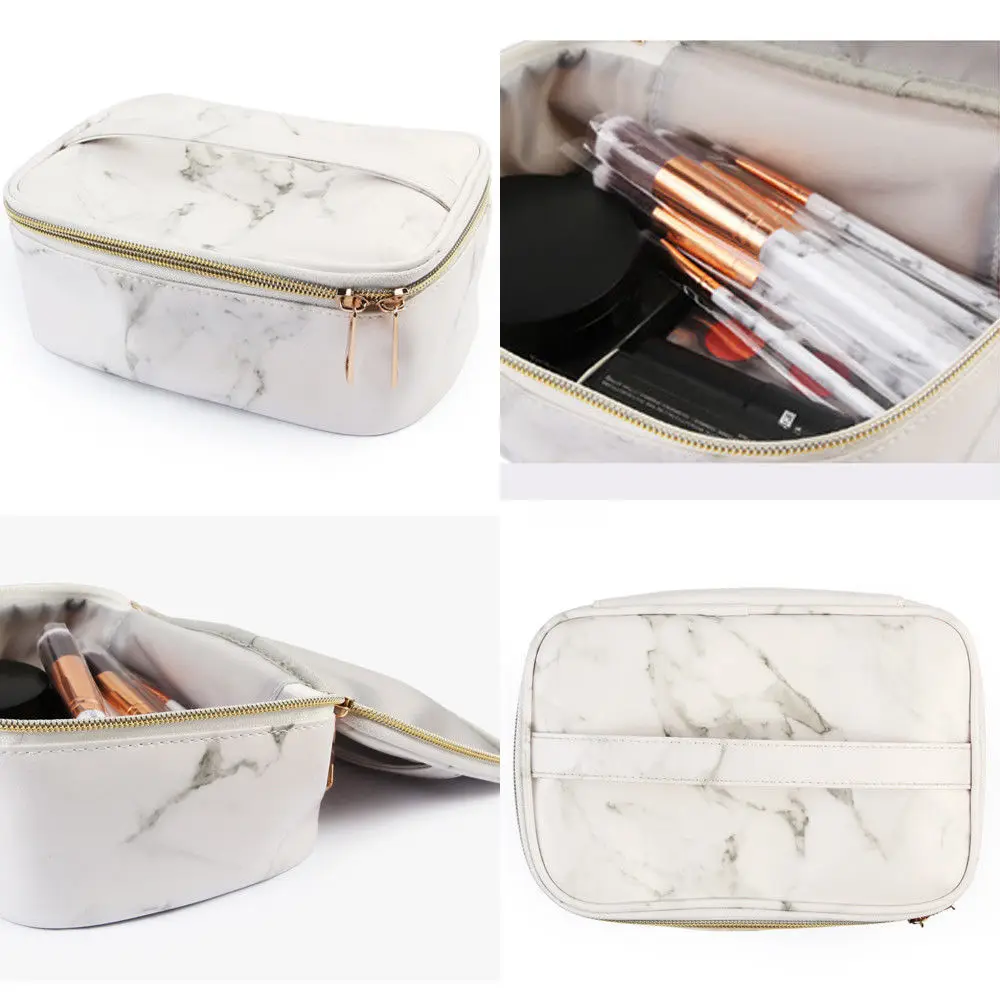 Professional Large Makeup Bag Cosmetic Case Storage Handle Organizer Travel Kit Women's Marbling Bags | Багаж и сумки