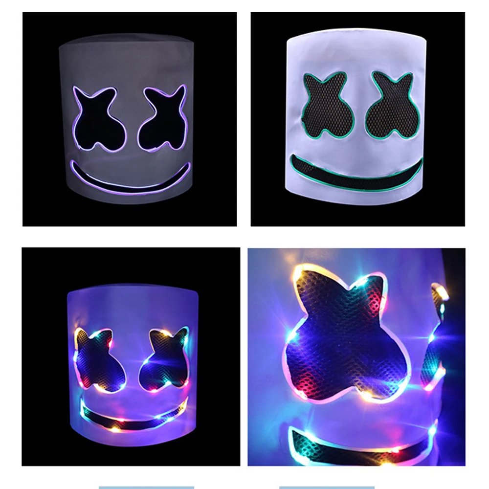 Яркое полноголовое освещение новинка дискотека DJ светодиодный маска Marshmello шапки