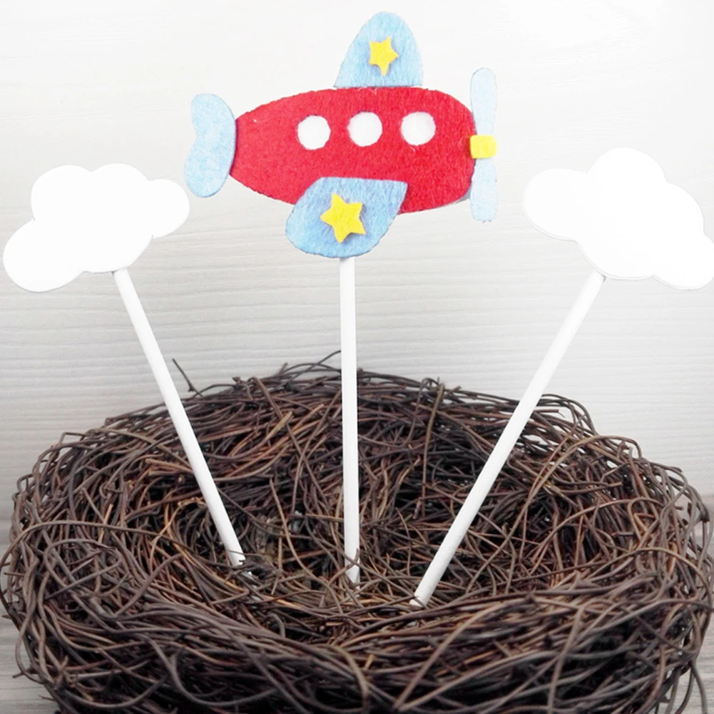 11Pcs Cake Topper Airplane Hot Air Ballon Birthday Flags Rocket Cloud Babyshower Wedding Party Baking Decor Cupcake | Дом и сад
