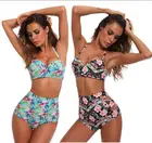 Женский купальник из двух предметов, пикантный бандажный бикини с открытой спиной, с высокой талией, пуш-ап, с подкладками, купальный костюм, пляжная одежда