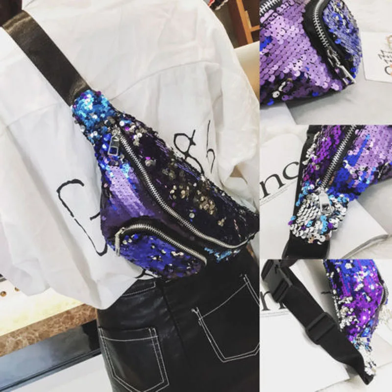 

Brand New Style Women Fashion Glitter Waist Pack Chest Bag Outdoor Pouch Camping Hike Women Bag