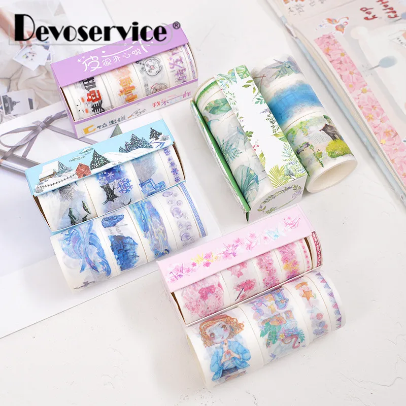 

1set Creative Pattern Decorative Tape Hand Account Paper Tapes Student Stationery Gift Decoration DIY Paper Sticker Masking Tape