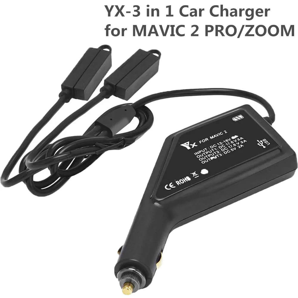 

3 in 1 Car Charger Mavic 2 Car Charger Battery Charging USB Port Remote Control Charge For DJI Mavic 2 Pro Zoom FPV Charger Hub