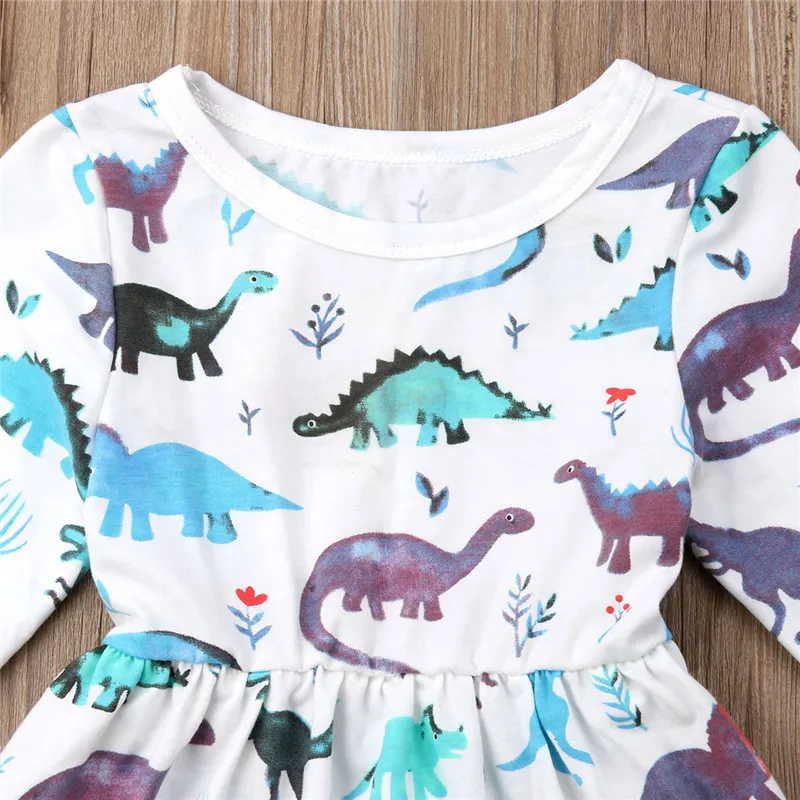 Toddler baby Girls Long Sleeve Cartoon Animal Print Party Pageant Dresses | Детская одежда и обувь