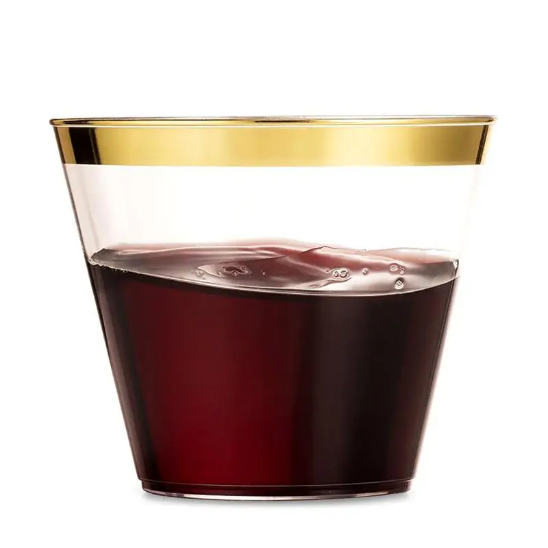 20 шт./лот 201 300 мл 9 унций Золотые пластиковые чашки свадебная посуда День Рождения