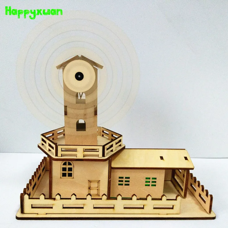 Happyxuan DIY Собранный электрический комплект Led деревянная мельница с музыкой