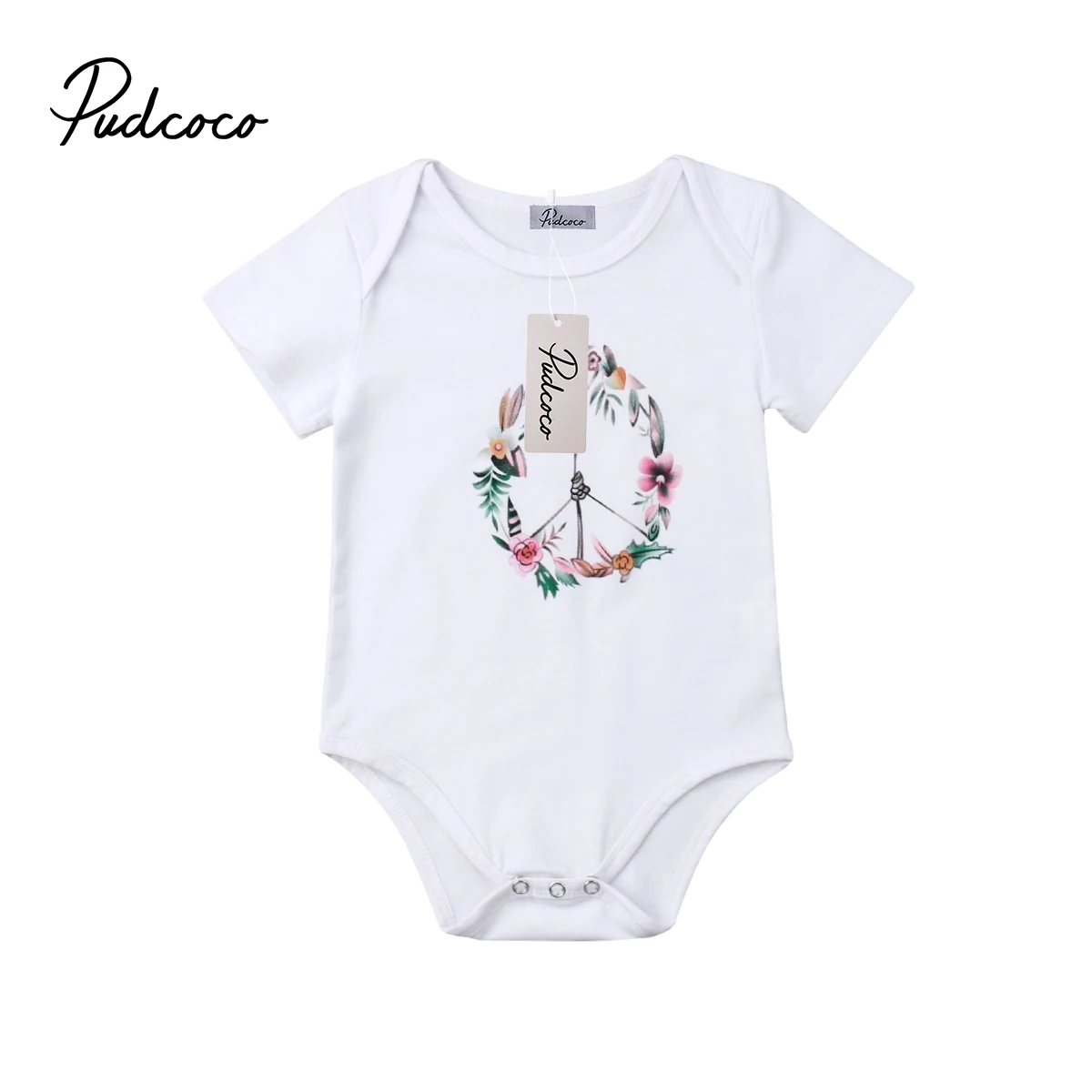 Pudcoco Одежда для новорожденных Для маленьких девочек с цветочным принтом боди