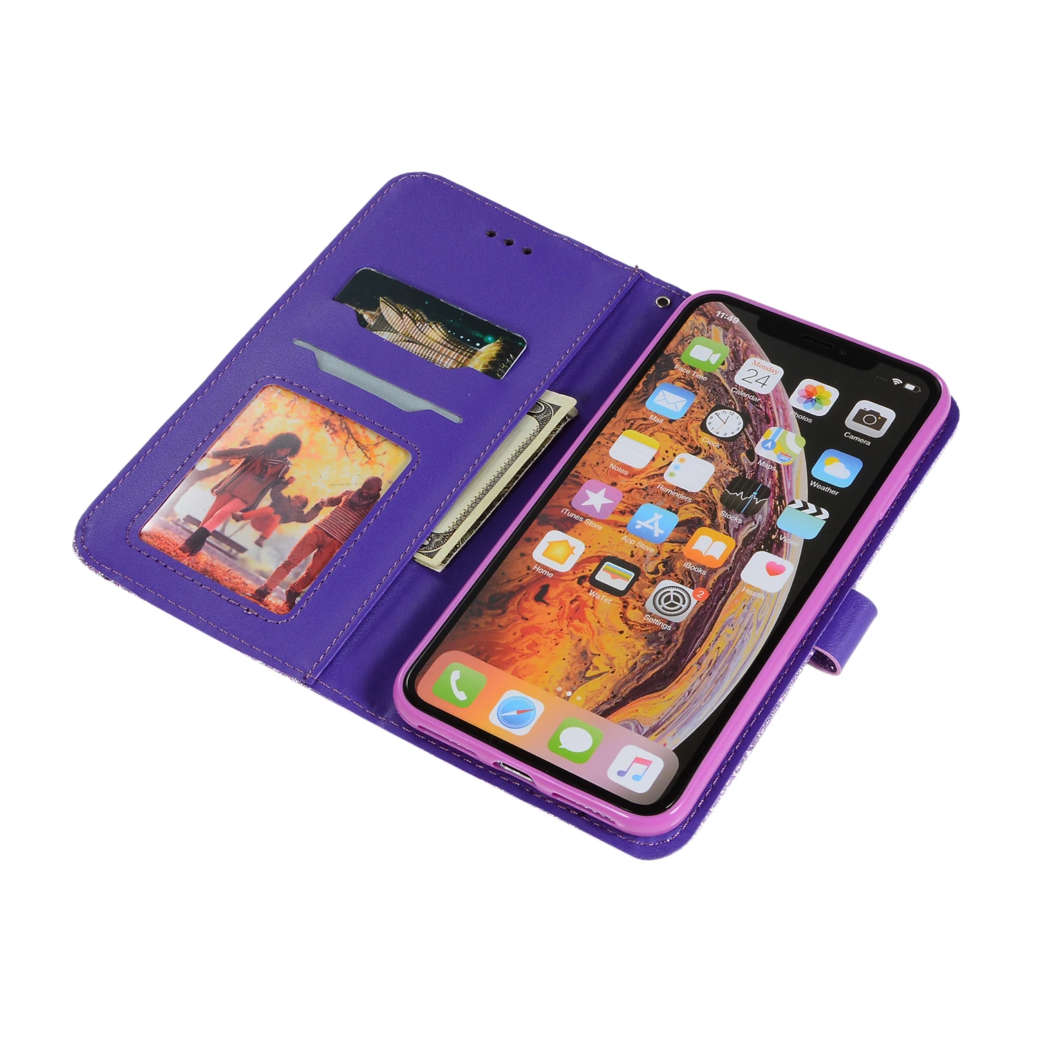KISSCASE блестящий кожаный чехол бумажник для iPhone SE 5S 6 7 8 Plus 6s XS MAX X XR Роскошный тонкий