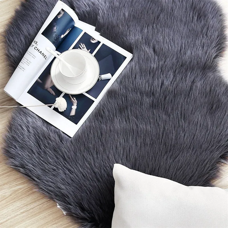 White Imitation Sheepskin Rug Bedroom Living Room Bed (Gray) | Дом и сад