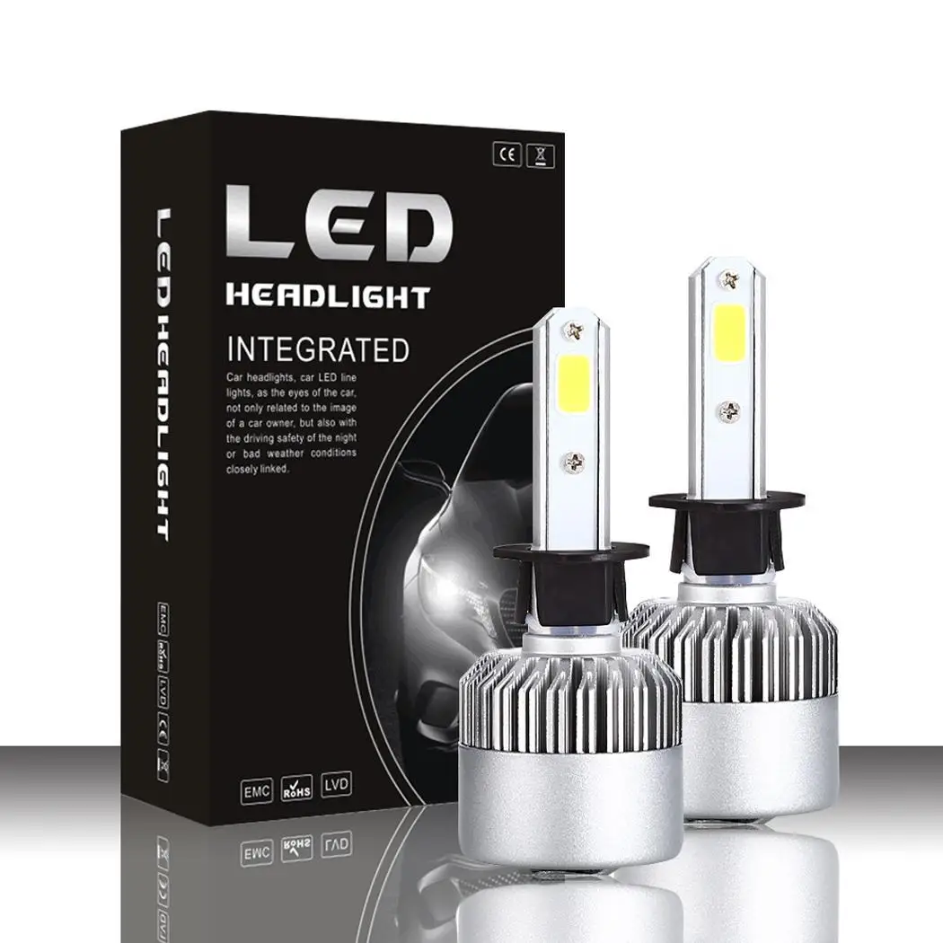 2 шт. H1 Автомобильные фары улучшенные S2 Led 4000LM 36W 6000K с мощными ЧИПАМИ COB