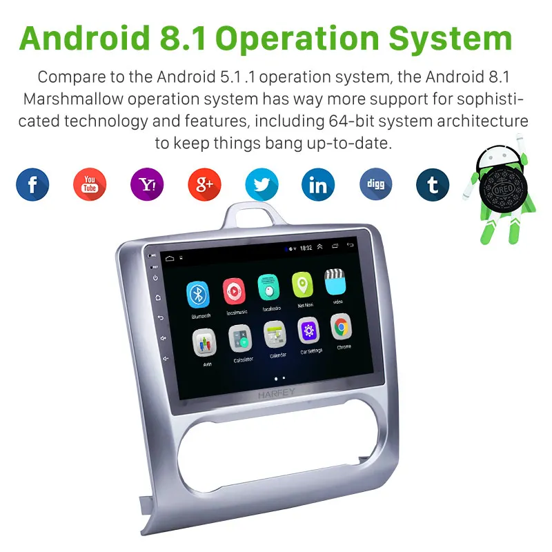 Автомагнитола Harfey 2 din сенсорный экран 9 дюймов Android 8 1 GPS навигация