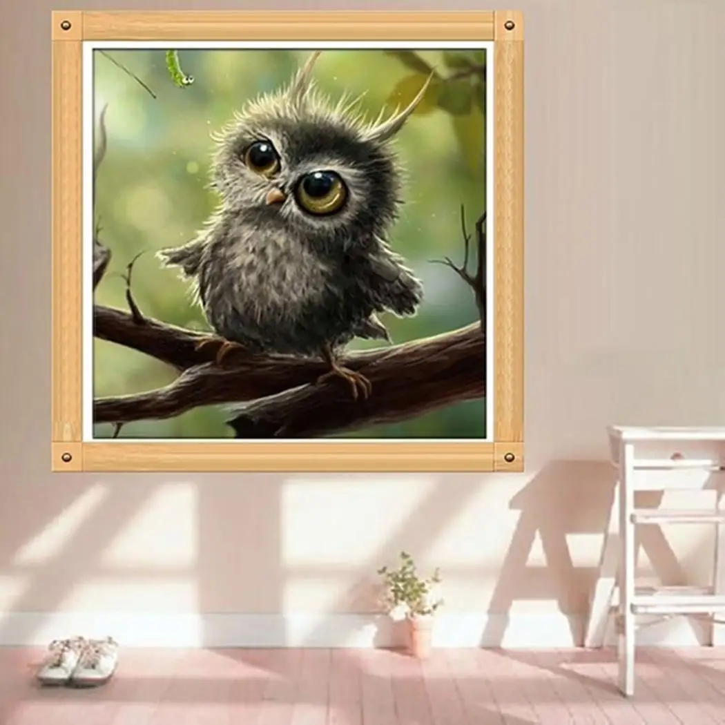 DIY Full Diamond Embroidery Owl Pattern Stick Drill Painting Cross Stitch Bedroom Home Office etc.  Дом и