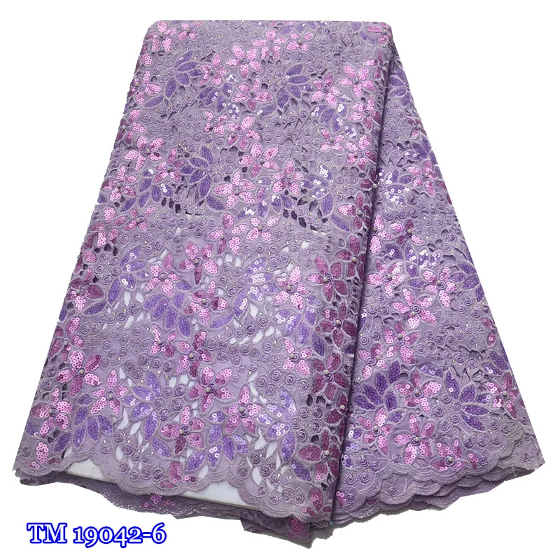 Tela de encaje de tul de organza con lentejuelas nigerianas francesas de moda 2019 tela de encaje Africana bordada de alta calidad para boda-2