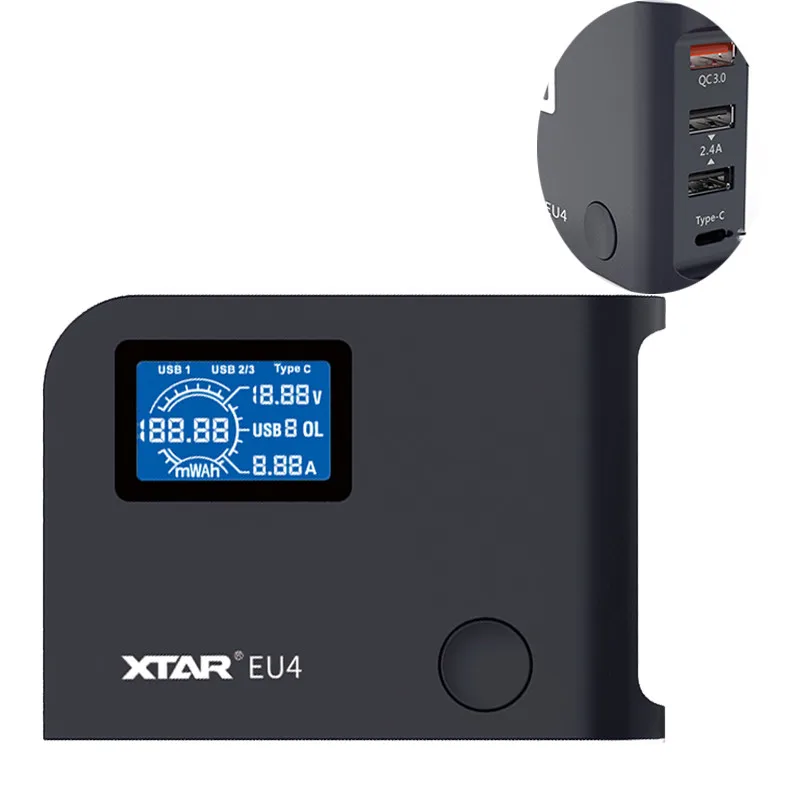 CLAITE XTAR EU4 64 Вт type C QC3.0 зарядное устройство с ЖК экраном 4 порта USB US для iPhone samsung