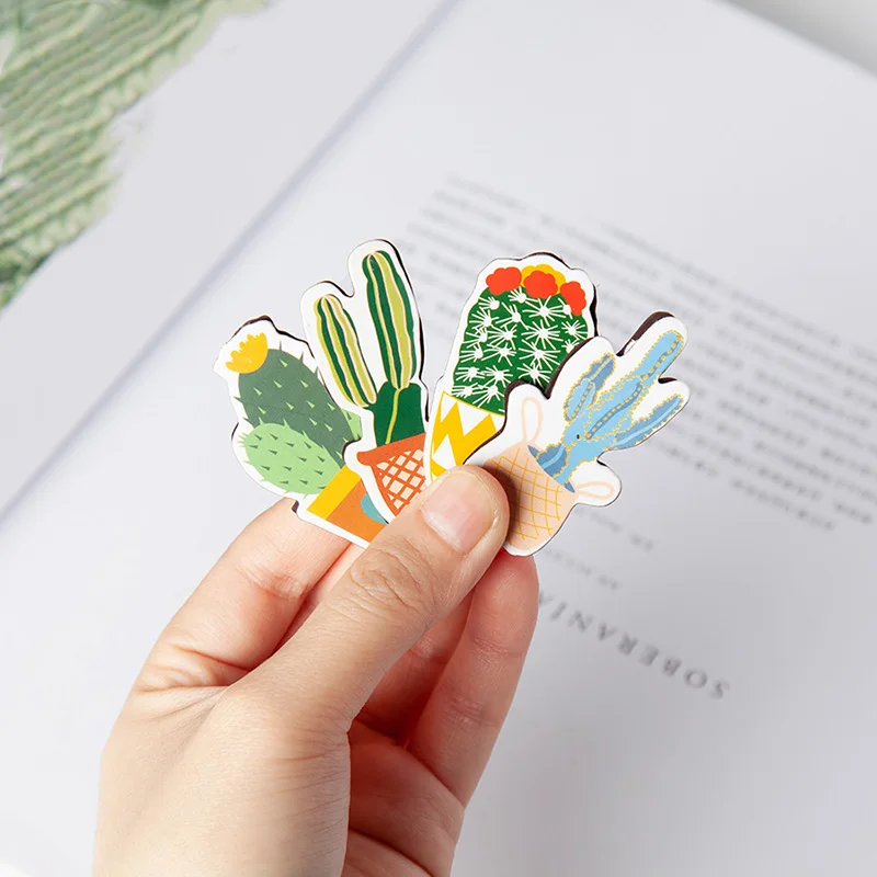 2 шт./лот магнитная закладка для зеленых растений Kawaii кактус книга отметка клип