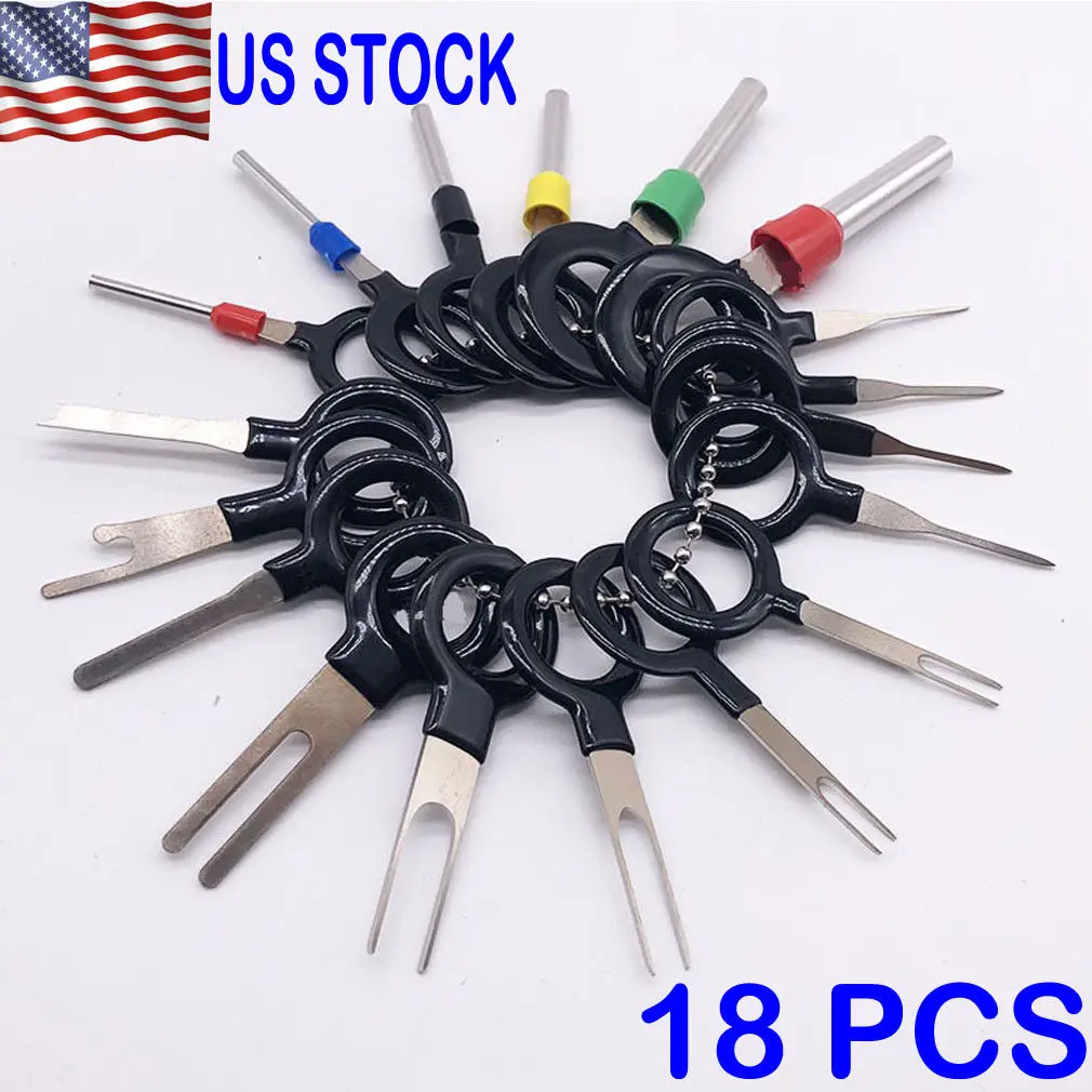 

18Pcs Car Plug Circuit Board Wire Harness Terminal Extraction Pick Connector Crimp Pin Back Needle Remove Tool