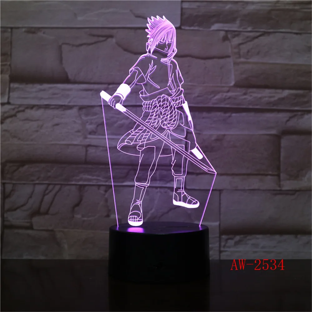 Светодиодная настольная лампа для моделирования Uchiha Sasuke 7 цветов|Ночники| |