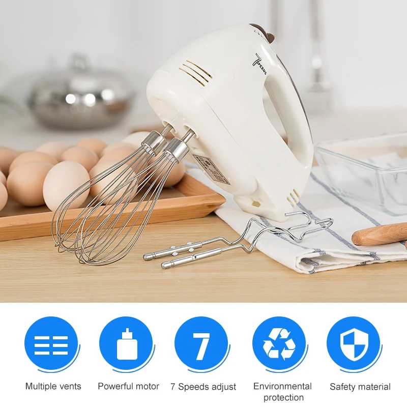 США Plug 7 скорость портативный миксер пищевые блендеры двойной венчик
