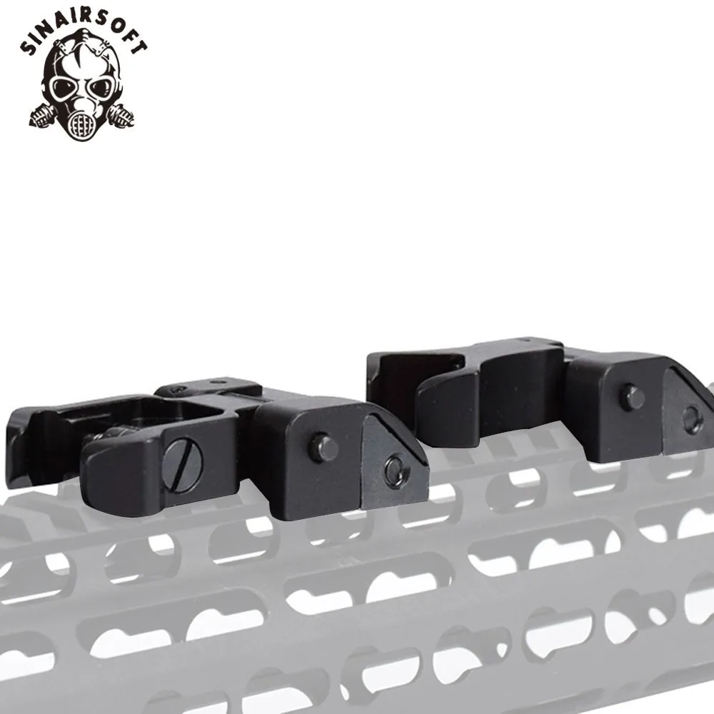 

Flip-Up Rear Front Folding Iron Sights For Diamondhead DIAMOND Drop-In Free-Floating Handguards Picatinny Rail Black