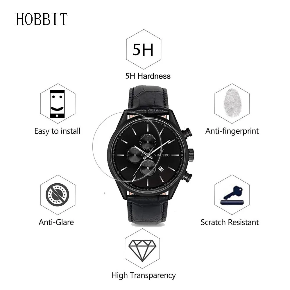 3 упаковки для мужских наручных часов Vincero Luxury Chrono S Противоударная пленка 5H нано