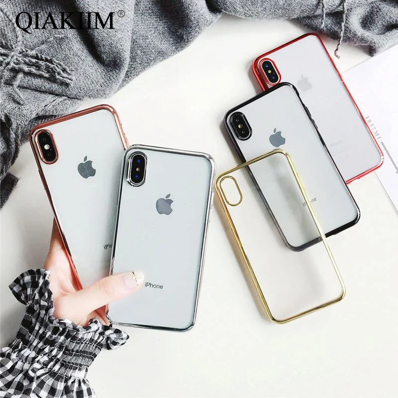 Роскошный чехол с покрытием для телефона iphone X XS Max XR iPhone 7 6 6S 8 Plus модный прозрачный