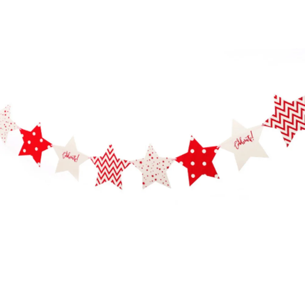 Party Supplies Star Paper Banner Hanging Decor Garland 2M Blue Wedding Baby Shower Bunting Dotted Stars INS Style | Дом и сад