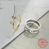pure 925 silver european american new design creative concise hoops open ring for lover couple fine jewelry