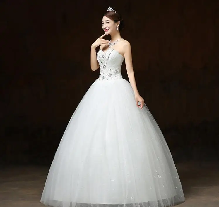 LASONCE Кристалл свадебное платье без бретелек с аппликациями бальное Свадебные